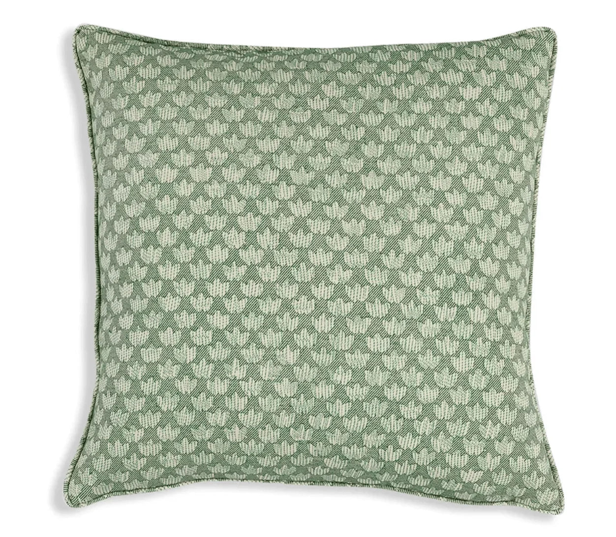 Large square designer Fermoie cushion in Green Eythorne fabric cotton