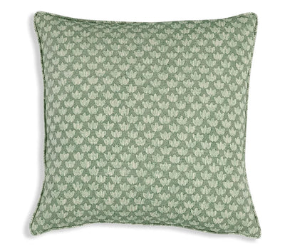 Large square designer Fermoie cushion in Green Eythorne fabric cotton