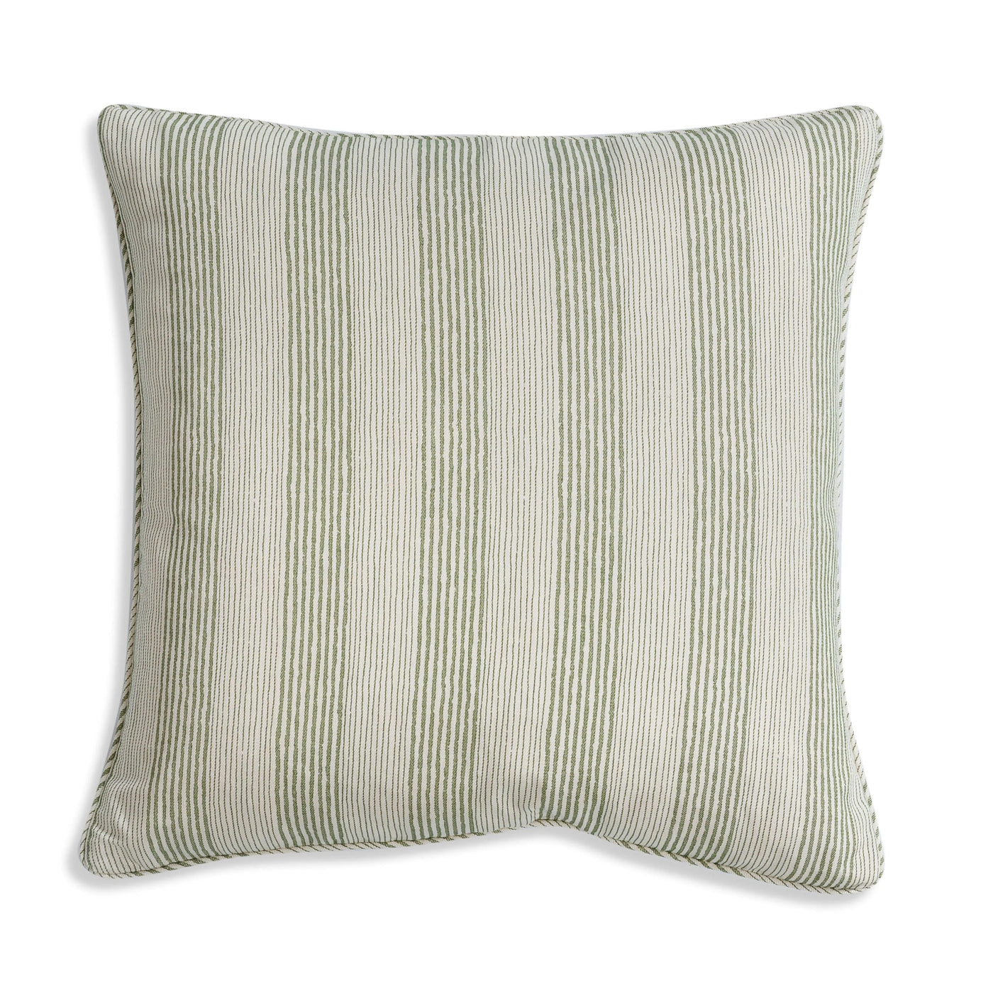 Large square designer Fermoie cushion in Green Ticking fabric 