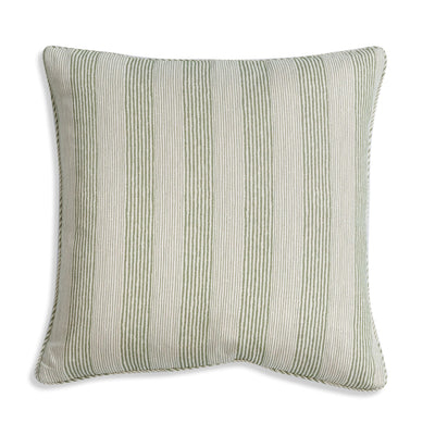 Large square designer Fermoie cushion in Green Ticking fabric 