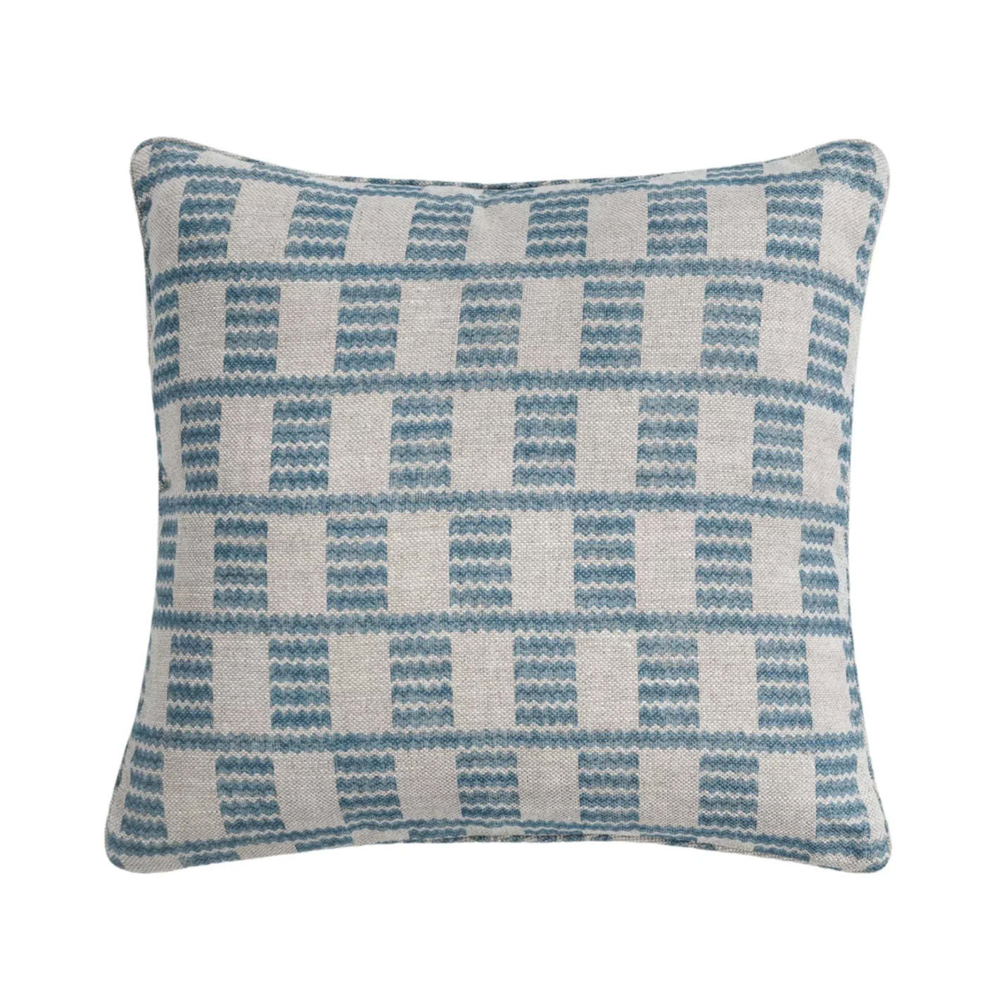 Square designer Fermoie cushion in Light Blue Cove fabric linen