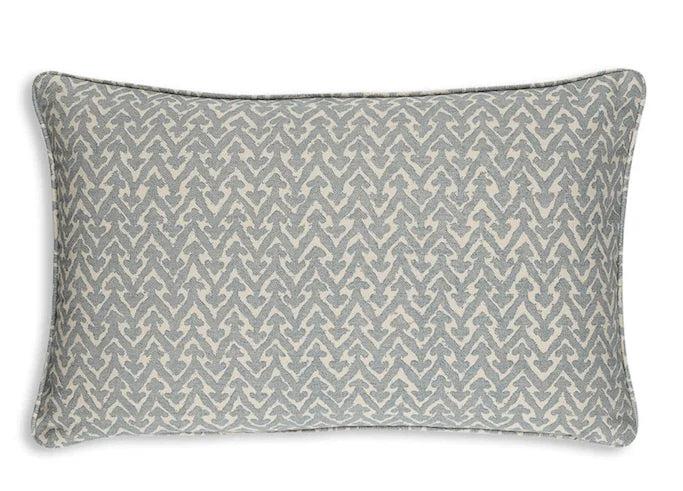 Large oblong designer Fermoie cushion in Light Blue Rabanna fabric cotton