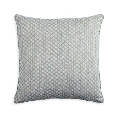 Large square designer Fermoie cushion in Light Blue Wicker fabric linen