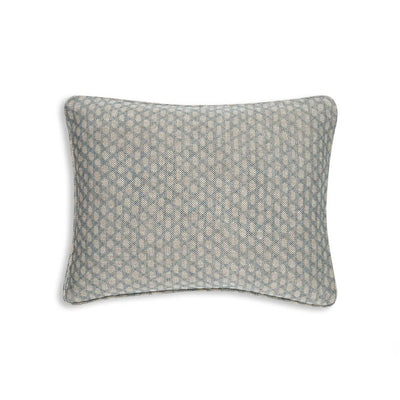 Small oblong designer Fermoie cushion in Light Blue Wicker fabric linen