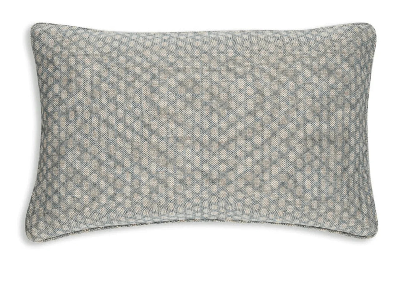 Large oblong designer Fermoie cushion in Light Blue Wicker fabric linen