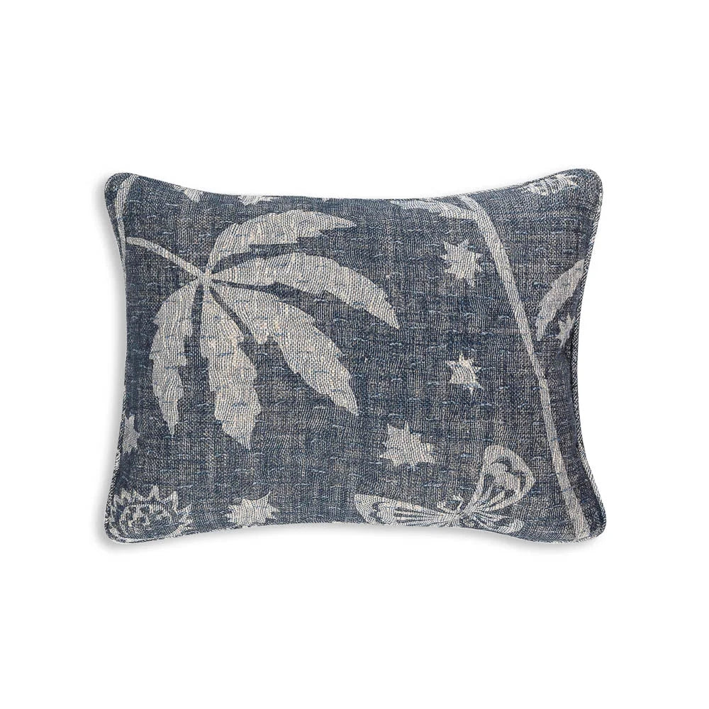 Small oblong designer Fermoie cushion in Neutral Astrea fabric linen