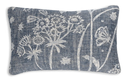 Large oblong designer Fermoie cushion in Neutral Astrea fabric linen