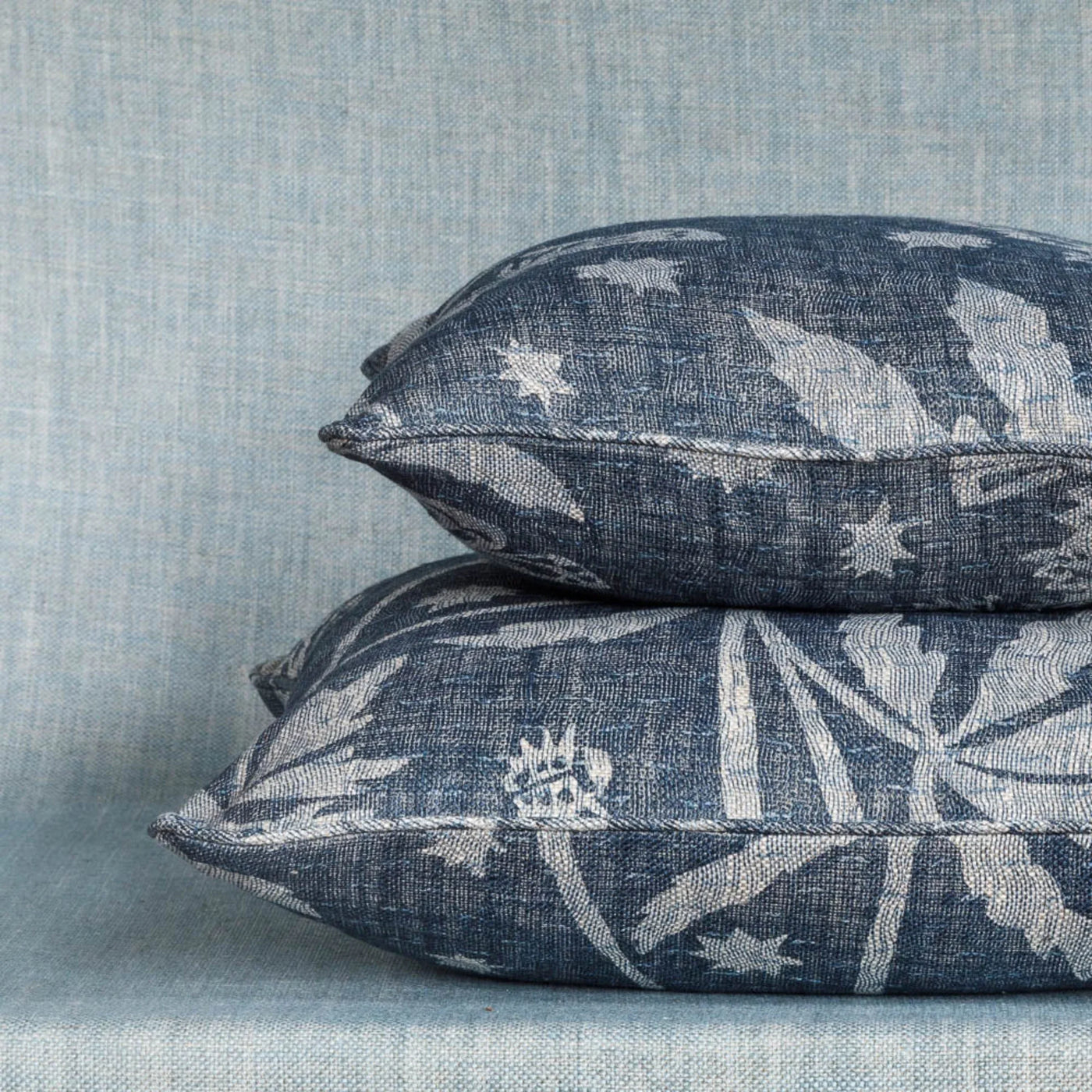 Designer Fermoie cushion stack in Neutral Astrea fabric linen