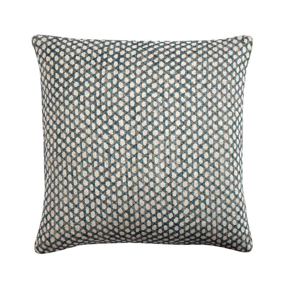 Large square designer Fermoie cushion in Neutral Wicker fabric linen