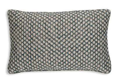 Large oblong designer Fermoie cushion in Neutral Wicker fabric linen