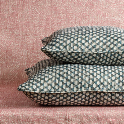 Designer Fermoie cushion stack in Neutral Wicker fabric linen