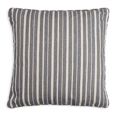 Large square designer Fermoie cushion in Neutral York Stripe fabric made from recycled polyester for indoor and outdoor use