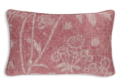 Large oblong designer Fermoie cushion in Pink Astrea fabric linen