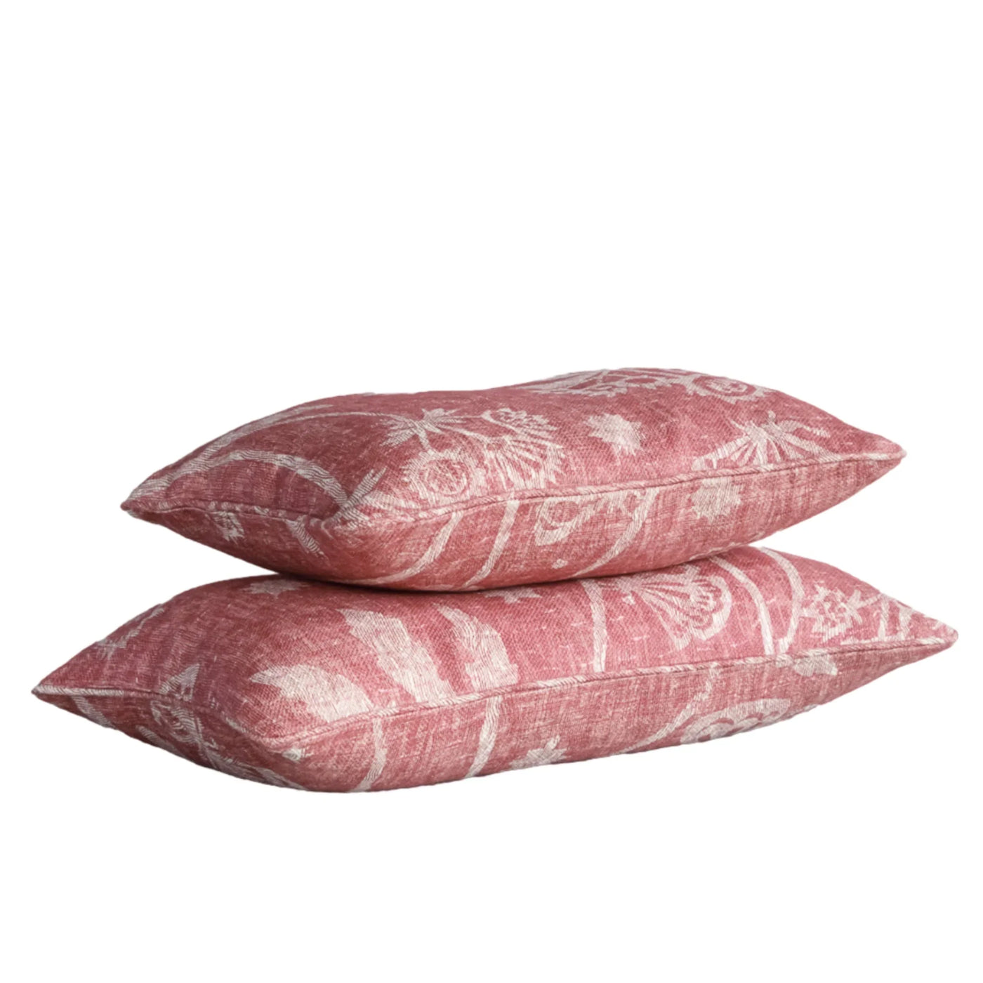 Designer Fermoie cushion stack in Pink Astrea fabric linen