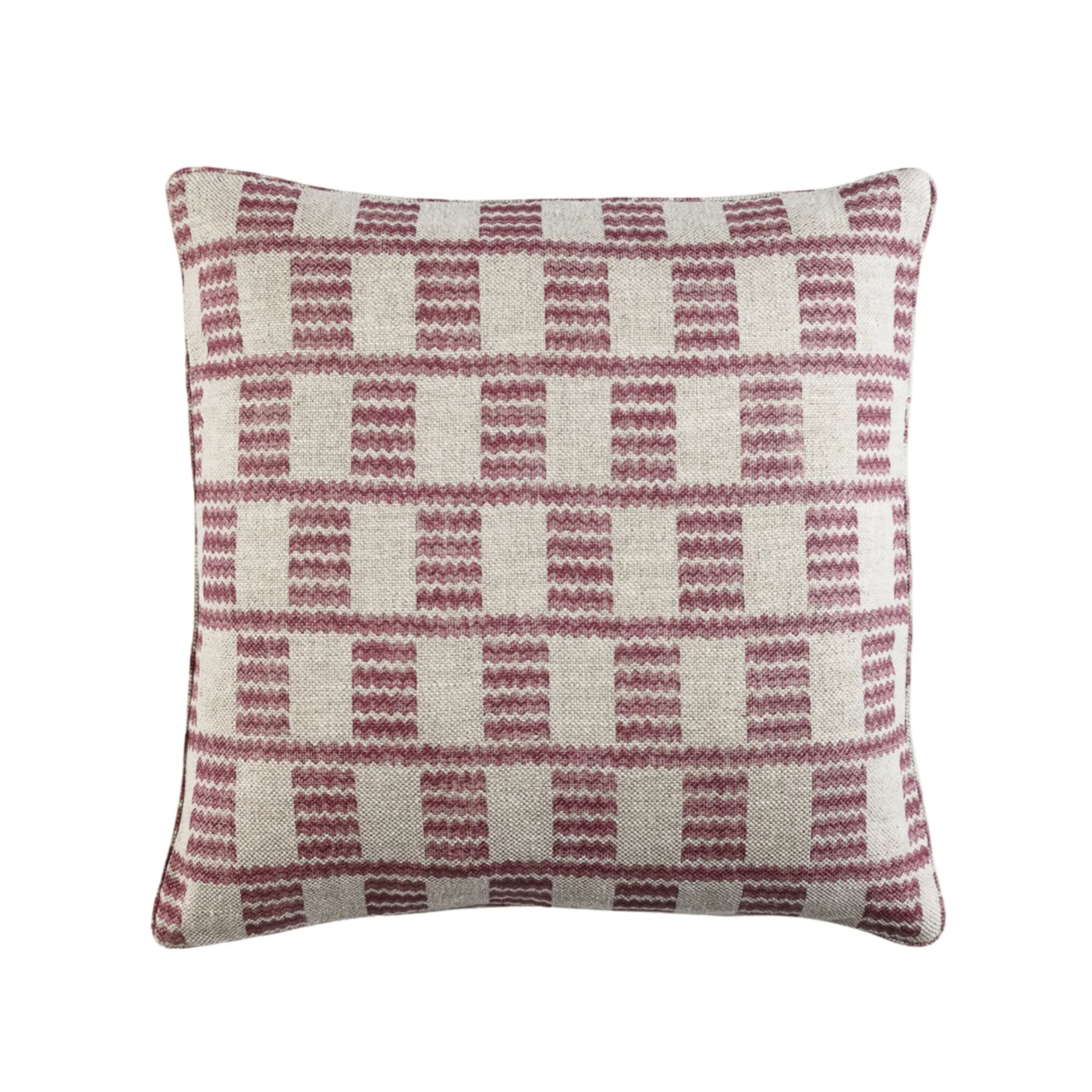 Large square designer Fermoie cushion in Pink Cove fabric linen