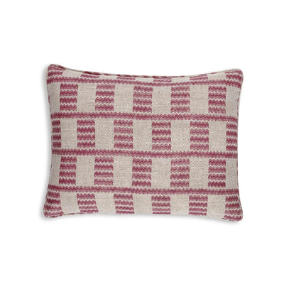Small oblong designer Fermoie cushion in Pink Cove fabric linen