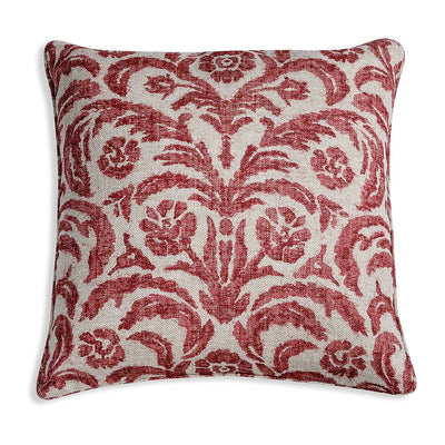 Large square designer Fermoie cushion in Pink Marlborough linen fabric