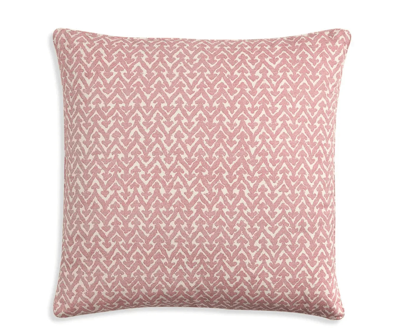 Large square designer Fermoie cushion in Pink Rabanna cotton fabric