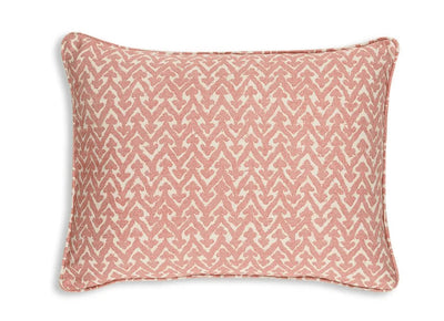 Small oblong designer Fermoie cushion in Pink Rabanna cotton fabric 