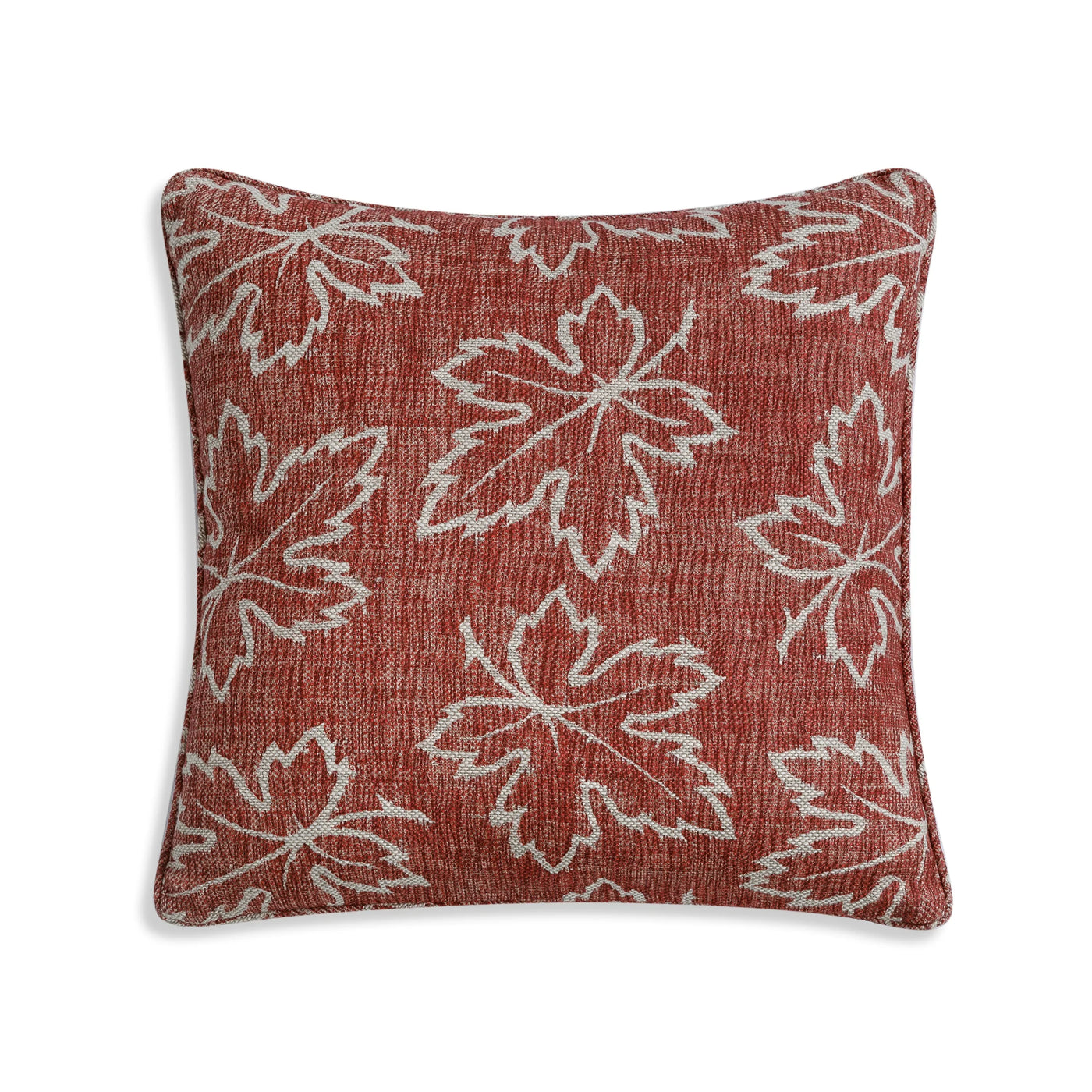 Large square designer Fermoie cushion in Red Maple linen fabric