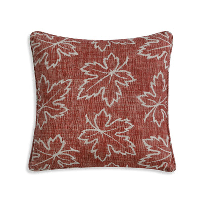Large square designer Fermoie cushion in Red Maple linen fabric