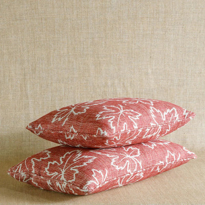 Designer Fermoie cushion stack in Red Maple linen fabric