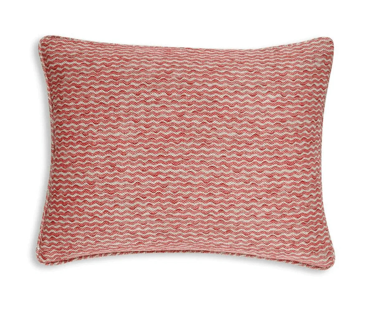 Large oblong designer Fermoie cushion in Red Popple linen fabric