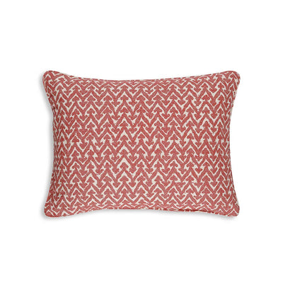 Small oblong designer Fermoie cushion in Red Rabanna cotton fabric