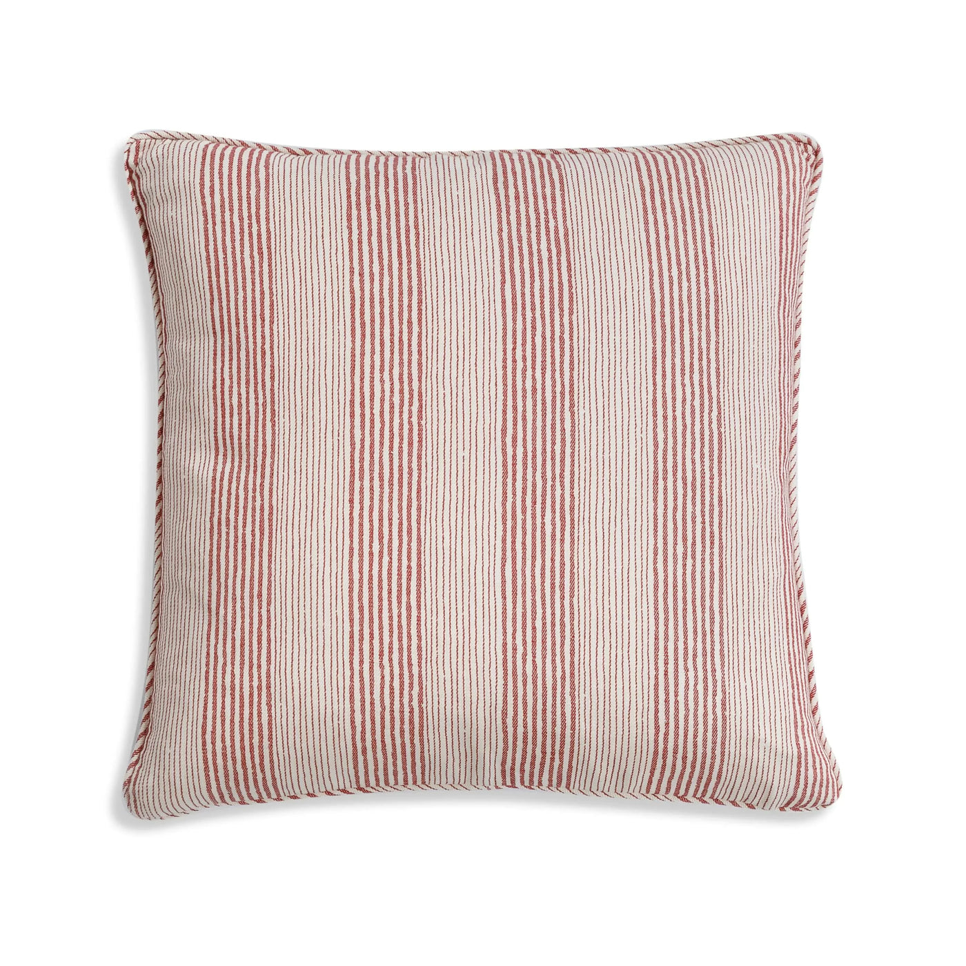 Small square designer Fermoie cushion in Red Ticking handmade