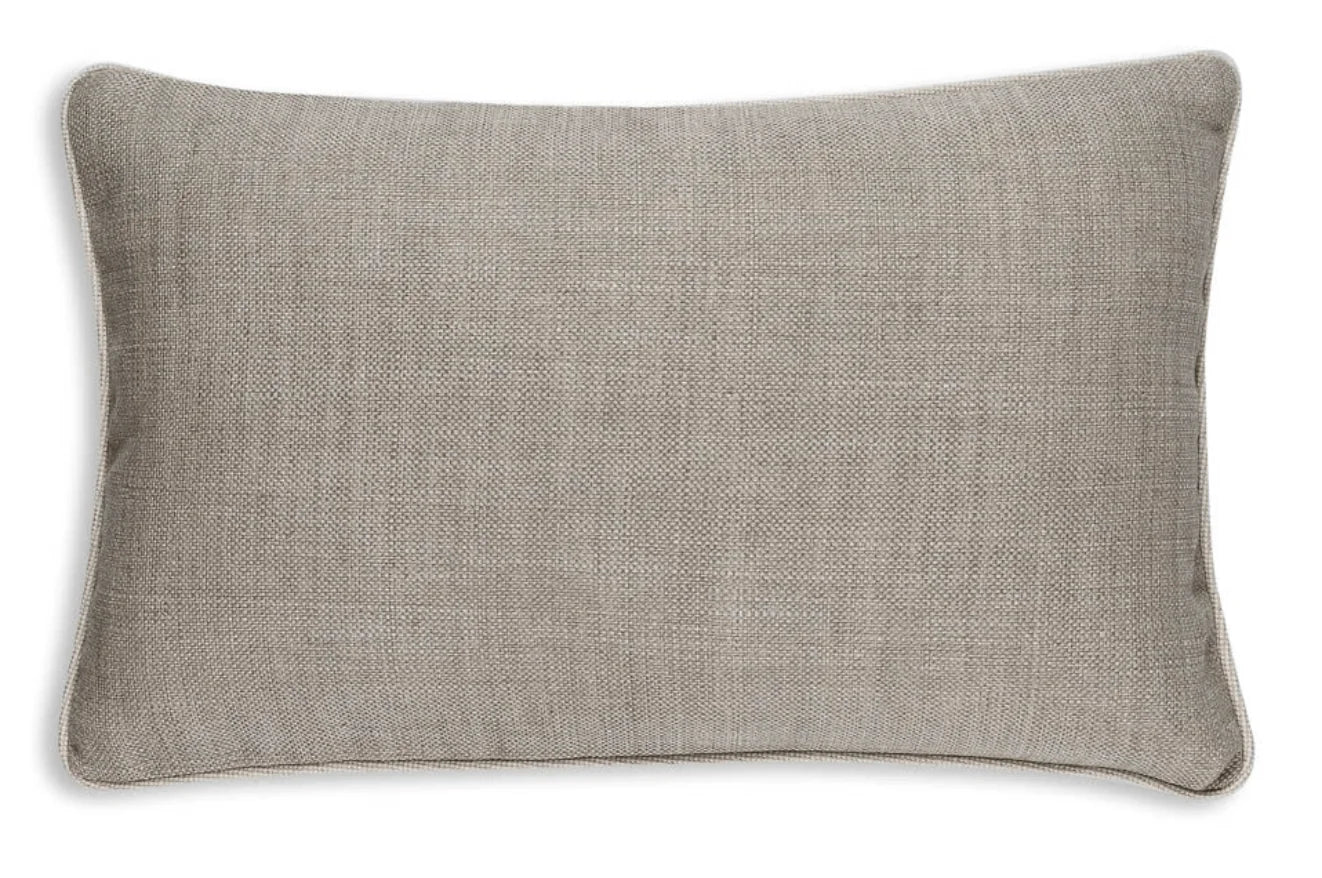 Large oblong designer Fermoie cushion in Silver Something linen fabric