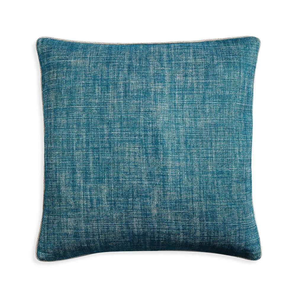 Large square designer Fermoie cushion in Suede Shoes blue linen fabric