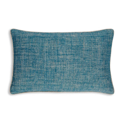 Large oblong designer Fermoie cushion in Suede Shoes blue linen fabric