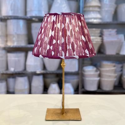 Fermoie Fuchsia Whittle Lampshade on Dauphine Bedside Lamp in Gilded  Iron