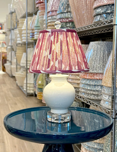Fermoie Fuchsia Whittle Lampshade on Mini White Porcelain Lamp