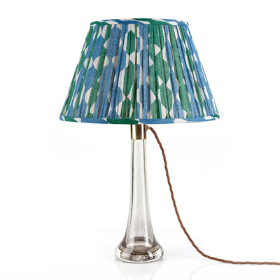 Fermoie Green & Blue Whittle Lampshade on crystal lamp