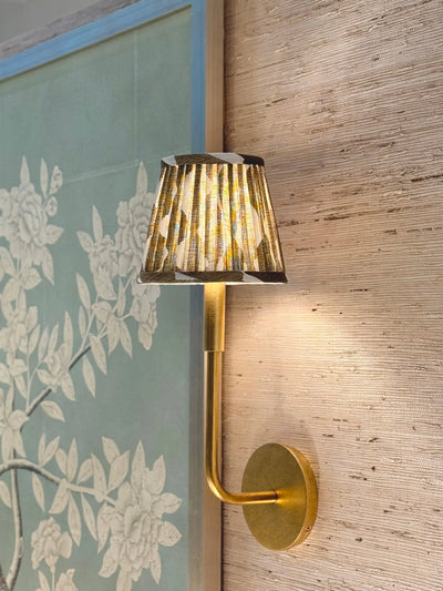 Fermoie Neutral Brown Whittle Lampshade on gold sconce 