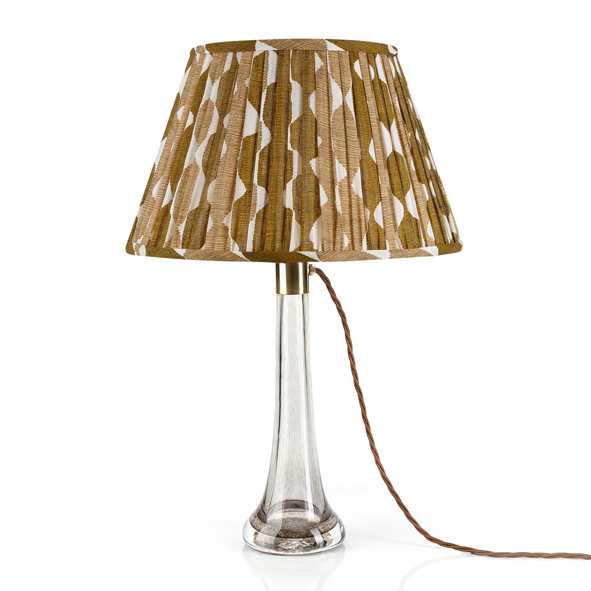 Fermoie Neutral Brown Whittle Lampshade On crystal lamp