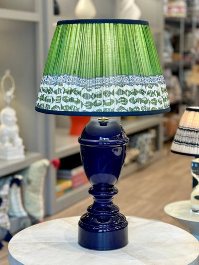 Fisher Ceramic Table Lamp in Blue with green fish sari