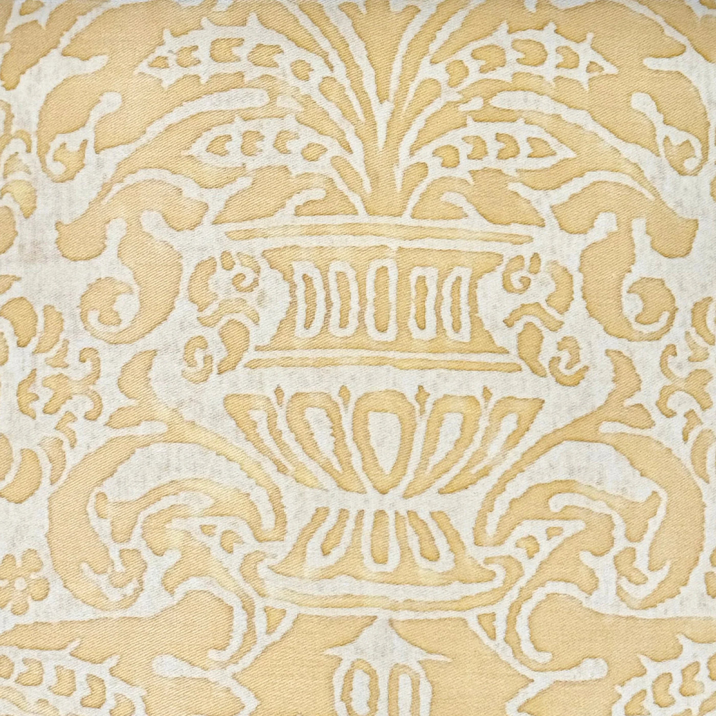 Fortuny - Campanelle in Yellow & Silvery Gold Fabric Lampshade Close up