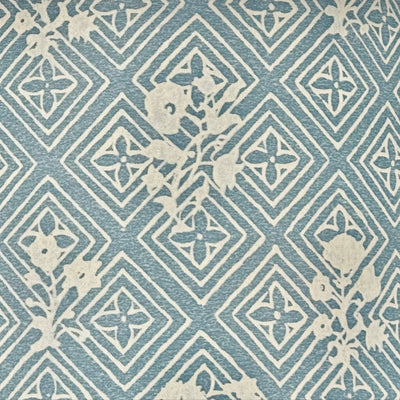 Fortuny - Jupon Bouquet in Azure Blue & Warm White Fabric shade close up