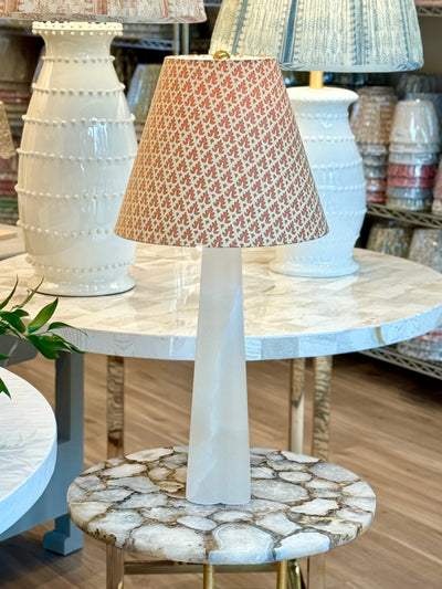 Fortuny - Murillo in Siena on Parchment Fabric Lampshade on Quatrefoil alabaster lamp