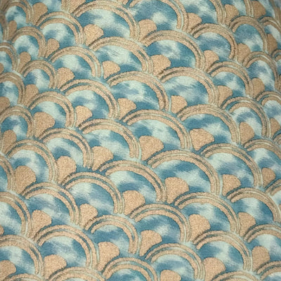 Fortuny - Papiro in Blue Green & Silvery Gold Fabric Lampshade Close Up