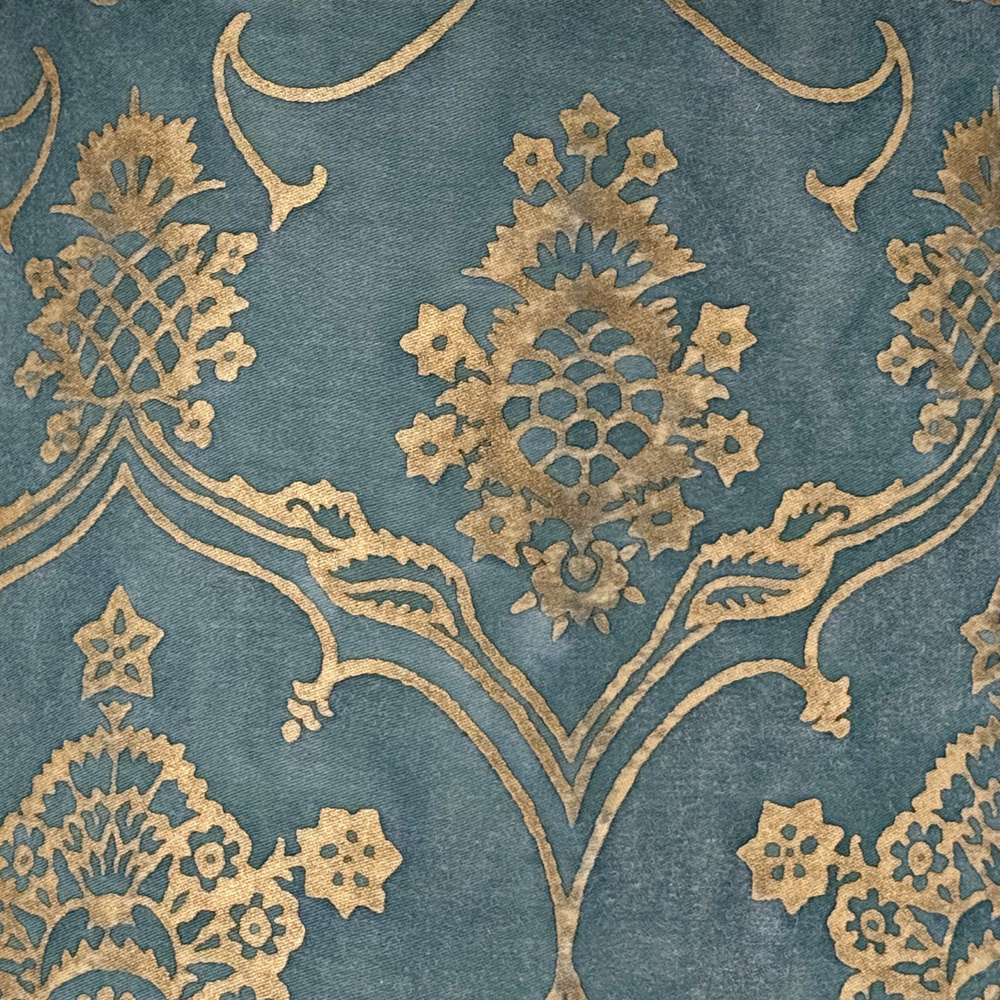 Fortuny - Veronese in Blue & Silvery Sky Fabric Lampshade fabric close up