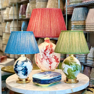 Paul Schneider lamps with Fermoie lampshades