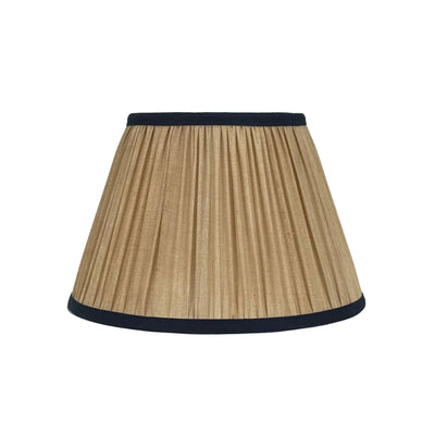 Gold Sari Lampshade with Navy Silk Trim Medium Color