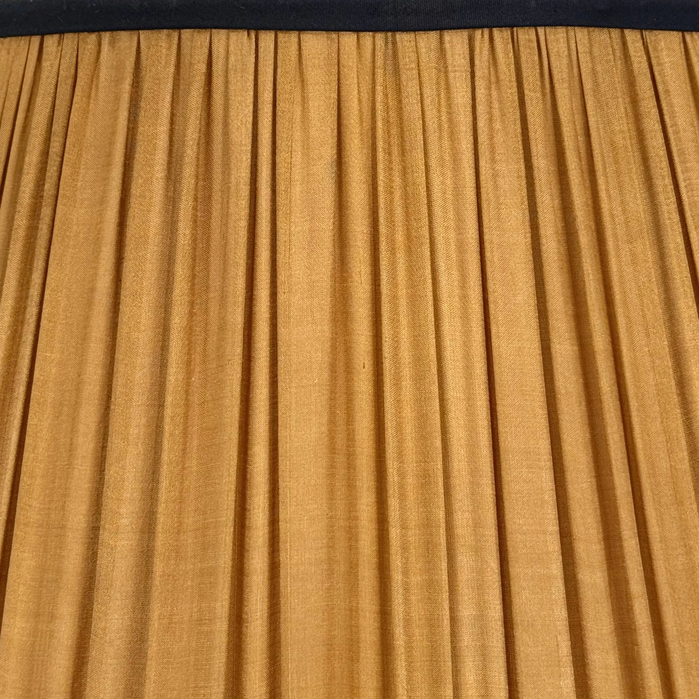 Gold Sari Lampshade with Navy Silk Trim Up Close