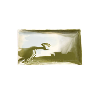 Paul Schneider Rectangle Tray in Nile Blue, Ivory & Fern Green Geode