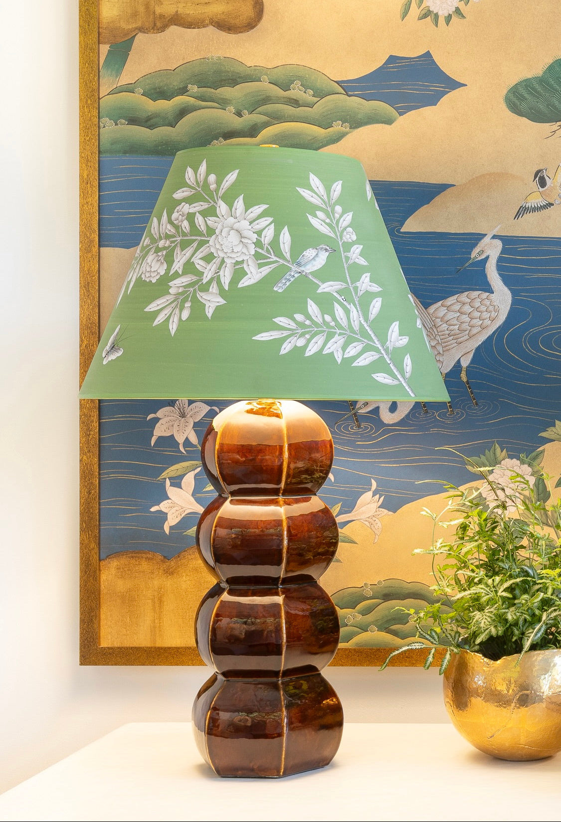 Gracie - Handpainted Greenfield Paper Lampshade