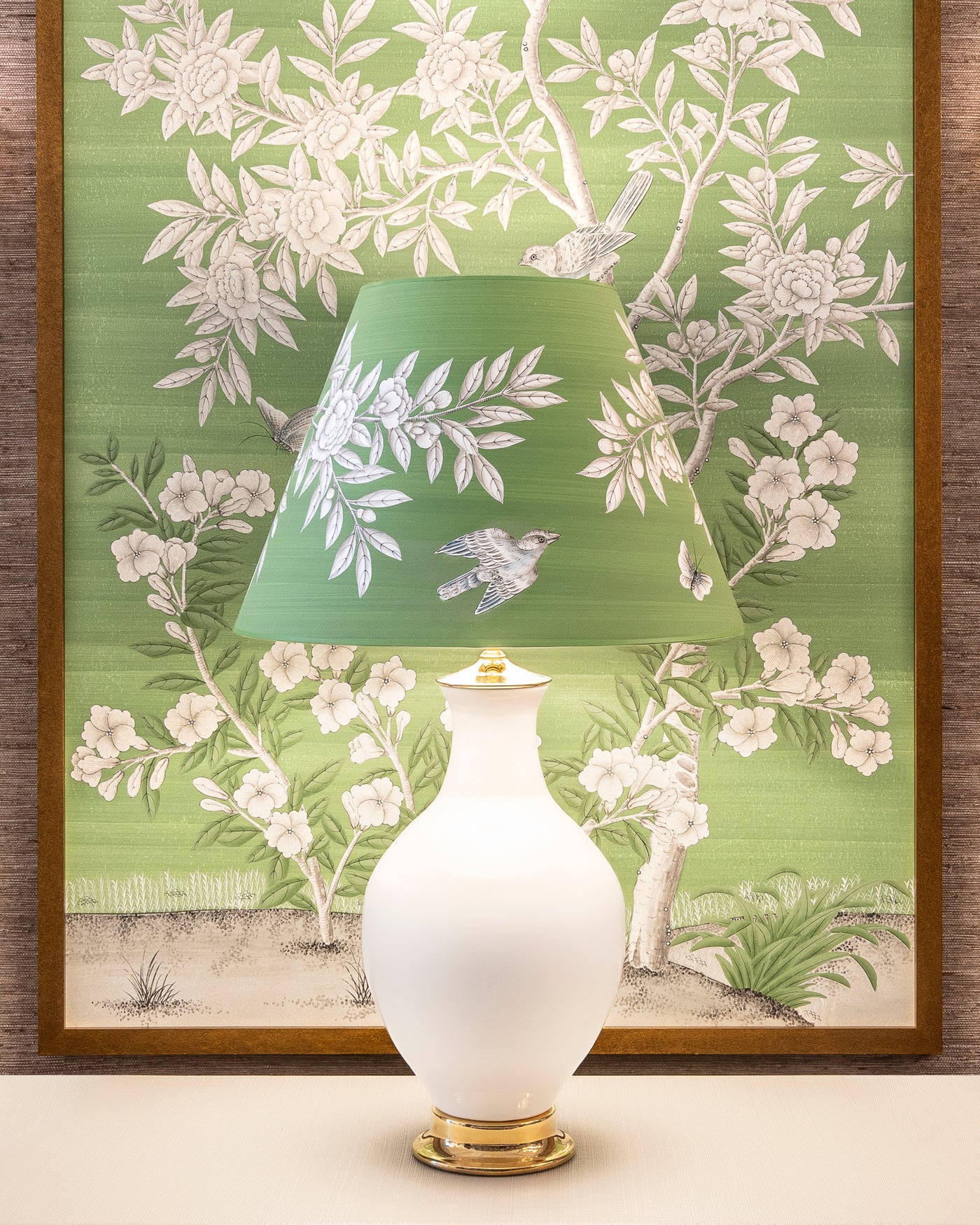 Gracie - Handpainted Greenfield Paper Lampshade