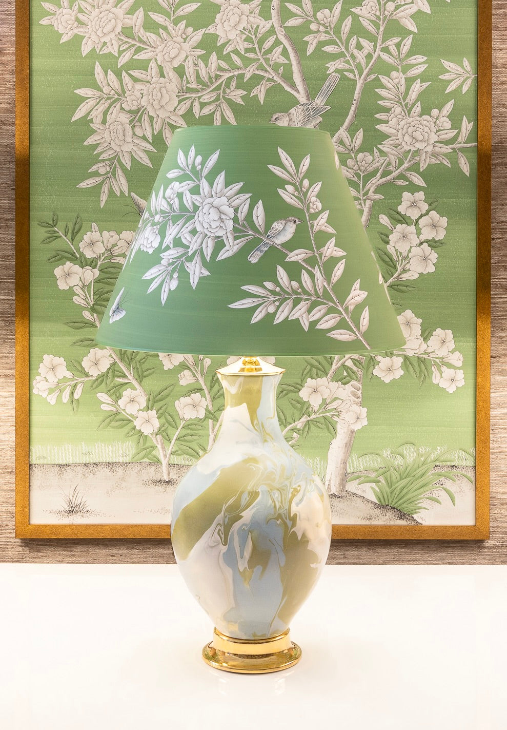Gracie - Handpainted Greenfield Paper Lampshade